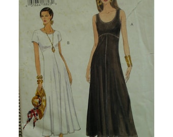 Pullover Knit Dress Pattern, Fitted Bodice, Scoop Neck, Sleeveless/Short Sleeves, Flared Skirt, Stretch Fabric, Vogue No. 8936 Size 8 10