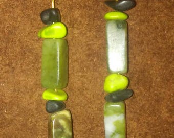 Green snowflake serpentine with green and black beads