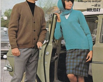 ON SALE On Sale - Paton's Knitting Pattern No 753 Fashion For Family in Patons Holiday (Vintage 1960s), Jumpers, Sweaters, Jackets, Cardiga