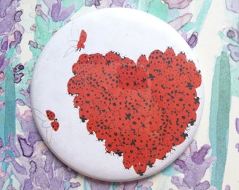 Taschenspiegel / / Kompakt Make-up-Spiegel / / Marienkäfer Herz / / Valentinstag