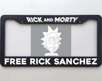 Rick and Morty - Custom License Plate Frame - With Optional Decal Sticker for Car or MacBook