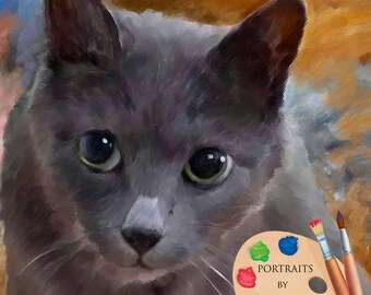Domestic Cat Portrait - Custom Cat Portrait - Cat Painting from your Photo - Portraits by Nc