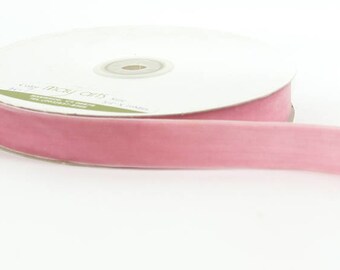 Velvet Woven Ribbon - Pink - 3/4 inch - You Choose Yards