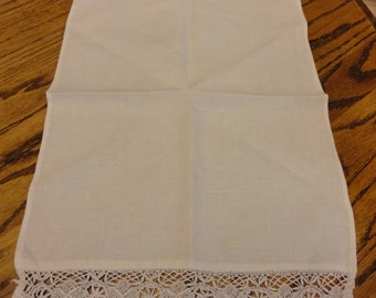 white vintage tea towel