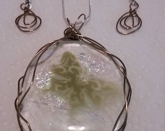 Fused Glass Necklace and Earring Set
