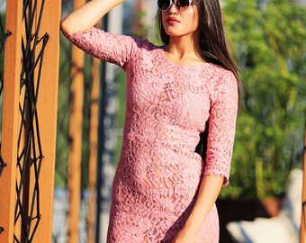 Lace rose pencil dress