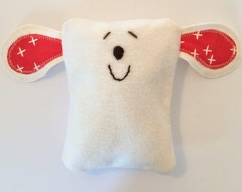 Organic Baby stuffed animal, lovey, tag toy, teether made from organic cotton, stuffed with pure wool