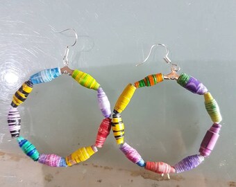 Earrings in paper beads