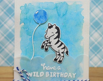 Birthday Card, Handmade Card, Greeting Card, Zebra
