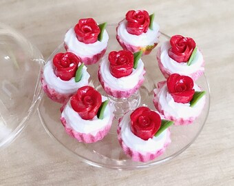 Miniature Cupcakes 10 pcs.,Miniature Fruit Cup Cake,Miniature Sweet,Miniature Bakery,Dolls and Miniature,Dolls House Food,Dolls House Bakery