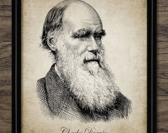 Charles Darwin Portrait Print - Darwin Illustration - Origin Of Species - Evolution - Printable Art - Single Print #507 - INSTANT DOWNLOAD