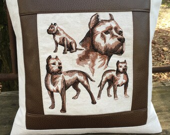 Boston Terrier Pillow (Brown or Grey Border)
