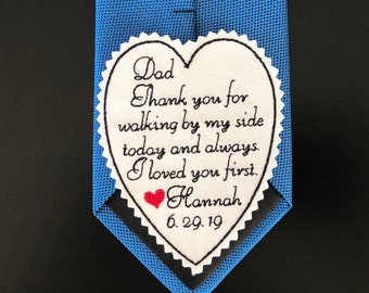Father of the Bride Gift from Bride, Personalized Embroidered Heart Patch, Thank you for walking by my side, iron-on, sew on TB15A
