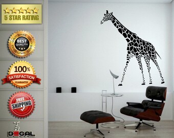 Giraffe Tall African Animal Safari Wall Vinyl Sticker Mural Room Decor L1786