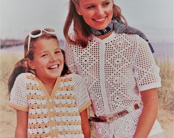 Vintage 1970's Patons crochet pattern booklet - women's and girls cardigans and tops