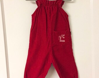 Vintage SASSON Red Corduroy Jumper Overalls