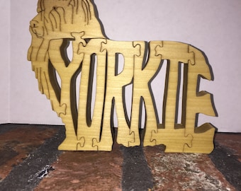 Yorkie Word Puzzle - Hand cut with scroll saw
