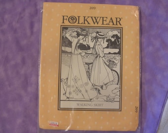 FOLKWEAR pattern. 209. WALKING SKIRT Vintage 1980. NewUncut. Womens sz 6-16