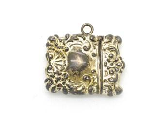 Vintage Sterling Silver Embellished Pendant, Charm, & Pill Box - 32 by 35 mm