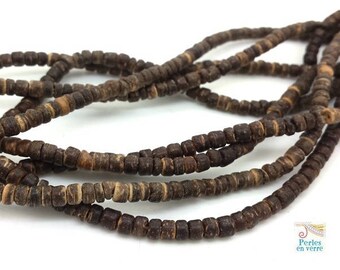 150 washers 2x4mm (pb37) dark brown coconut wood beads