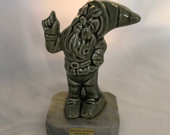 Vintage Irish Figurine Gnome Leprechaun on Connemara marble base