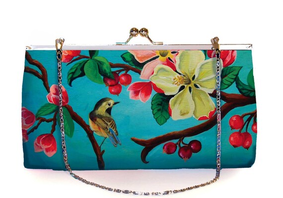 Retro clutch, clutchbag, Blossom, birthday gift, gift for her, gift mom, Woody Ellen bag,christmas gifts,christmas gift ideas,valentine gift