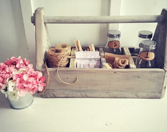 Rustic Wood Tool Box, Wedding Tool Box,Garden Tool Box, Farmhouse Decor, Rustic Cottage Decor, Primitive Tool Box, Fixer Upper Decor