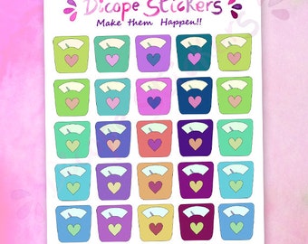 Colorful Scale Planner Stickers / Green Blue Purple Orange Weight Scale Planner Stickers