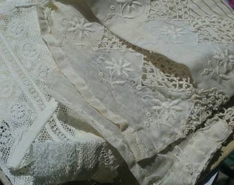 Pair of Vintage Victorian lace collars.ivory