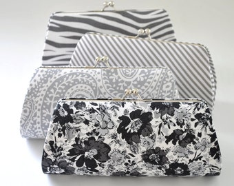 CUSTOM CLUTCH - Gray Clutch -Bridesmaid Clutch- You choose the fabric