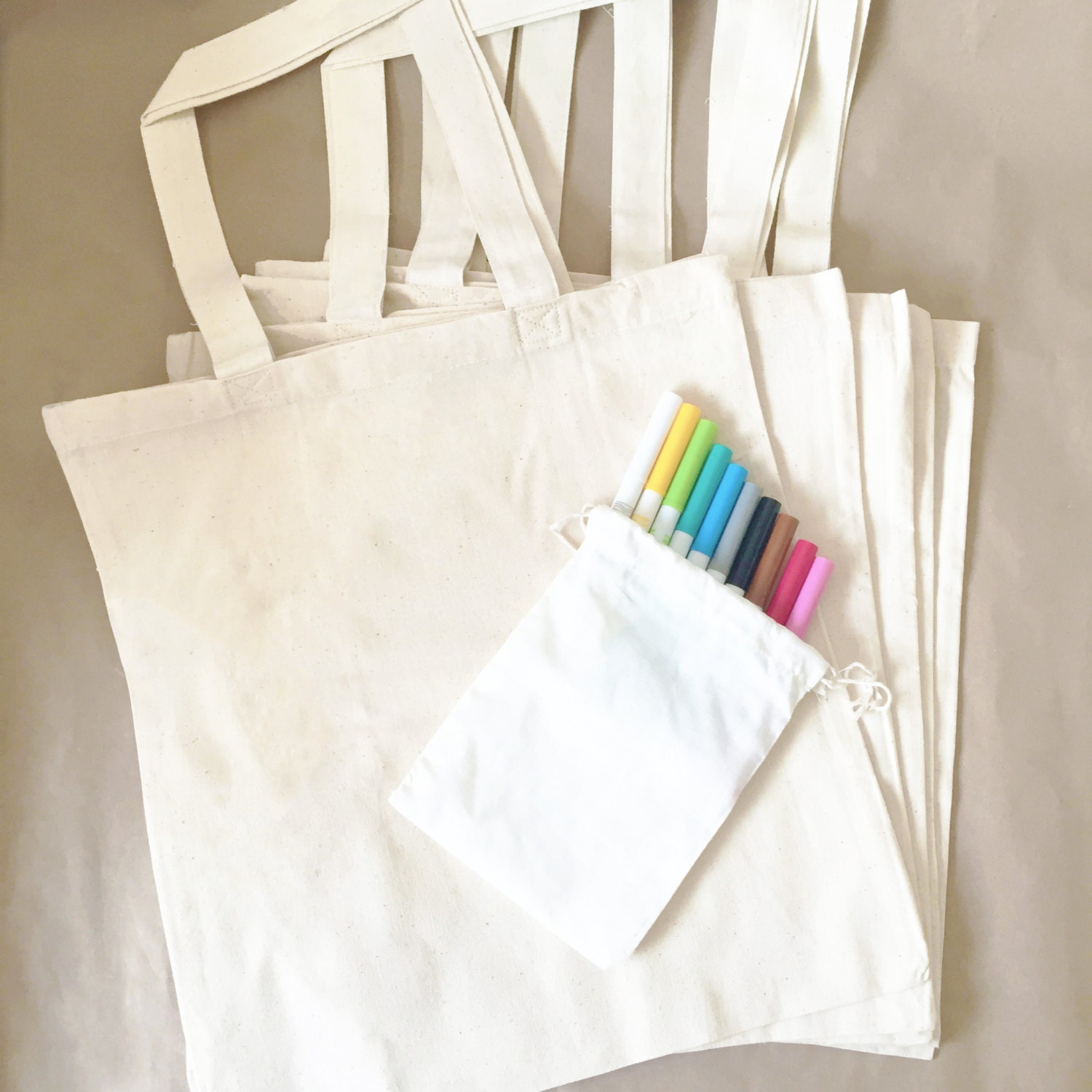 Download Set of 5 Cotton Canvas Coloring Tote Bag Kids Party With 10