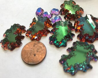 Vintage Art Glass Cabochon...Crazy Gorgeous! Shaped Like An Island