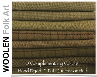 Bundle #31;Hand Dyed Wool,Rug Hooking Wool;Applique Wool;Penny Rug Wool;Felted Wool;Fat Quarter;Fat Half Yard; 8 Color Bundle of Wool