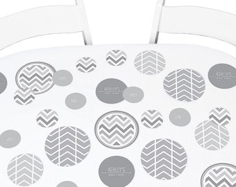 Gray & White Chevron Confetti - Giant Circle Confetti - Baby Shower or Birthday Decorations - Large Confetti - Party Supplies - 27 Count