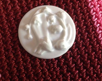 Large vintage cabochon, a relief decoration, porcelain