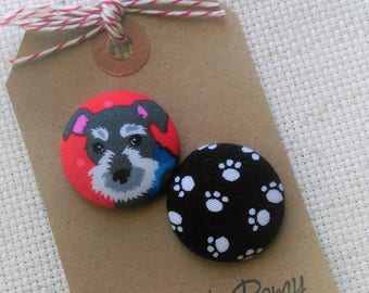 Needle Minder Schnauzer, Dog, Paws, Paw Print, 2 Piece Reversible, Scout and Remy, Cross Stitch, Needleminder, Embroidery, Sewing, Gift
