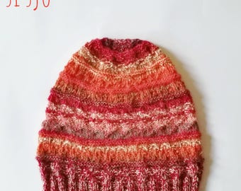 Unique Si Sjo Gansey handknitted beanie, merinosilk blend yarns.