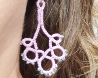 chandelier earrings, tatted earrings, lace earrings