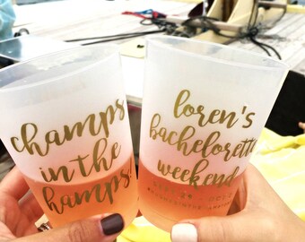 Bachelorette Cups, Party Cups, Bachelorette Party Cup, Bridal Shower, Champs in the Hamps, Bachelorette Gift, Frosted Cup, Wedding Cup, 1726