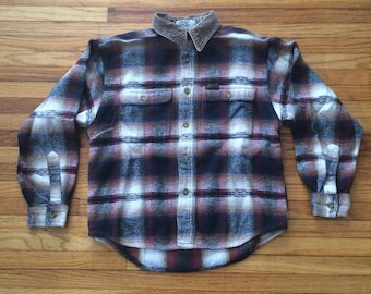 Vintage Guess Button Up Flannel Shirt with Corduroy Style Collar
