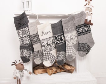 personalized christmas stockings family grey knitted scandinavian nordic stocking handmade embroidery rustic home decor nikolausstiefel - White Knit Christmas Stockings personalized christmas stockings family grey knitted scandinavian nordic stocking handmade embroidery rustic home decor nikolausstiefel - White Knit Christmas Stockings