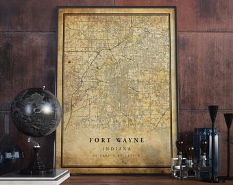 Old fort wayne map | Etsy Old fort wayne map | Etsy