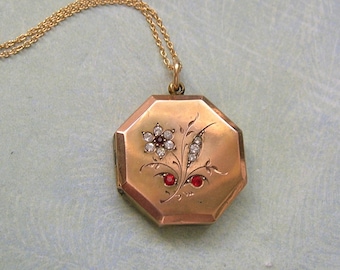 Antique 9K English Locket With Floral Motif, Old English Locket, Antique Gold Locket, Gift For Her (L293)