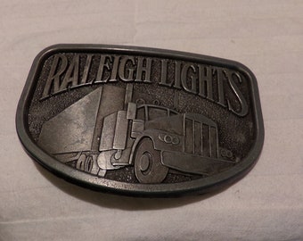 Vintage Raleigh Lights Semi Truck Brass Belt Buckle, Brass Belt Buckle, Raleigh belt buckle, gift for him, Morethebuckles