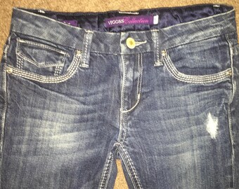 Vintage Women's Jeans Made By Vigoss Size 1-2 26 Blue Denim Boot Cut