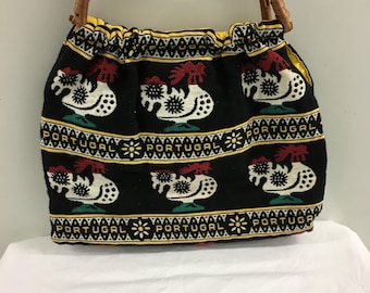 Vintage Portugal Purse with Rettan handle