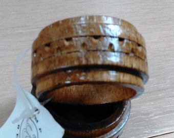 Two Wooden Napkin Rings/ Holders Made in Philippines A