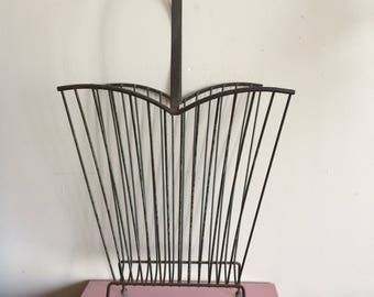 Vintage Art Deco Magazine Rack with Wicker Handle