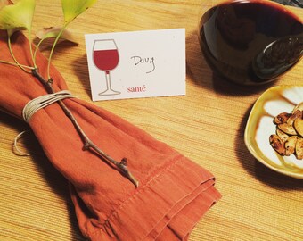 Dinner place cards - Holiday place card- Set of 8 handmade place cards - Dinner party table setting