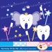 Tooth Fairy Clip Art Set Cliparts Cute teeth Pink Blue crowns stars fairy wings magic wands toothbrush element Digital Papers DIY pf00066-1b